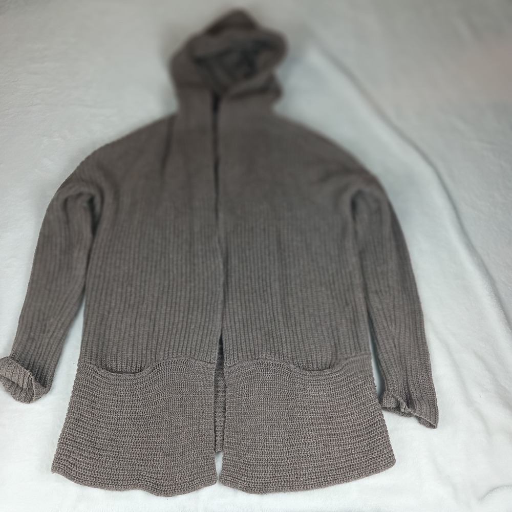 Gap Cardigan Sweater Mens XS Gray Open Knit Stretch Pockets Detailed